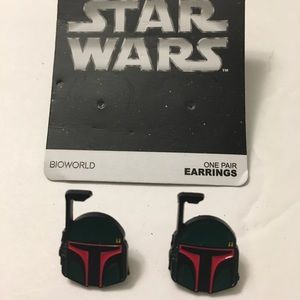 Star Wars Boba Fett Helmet Stud Earrings NEW